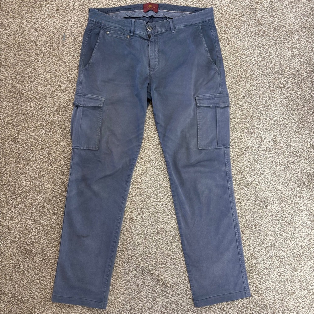 7 For All Mankind Cargo Pants Men 32x29 Blue Italian Fabric Straight Stretch